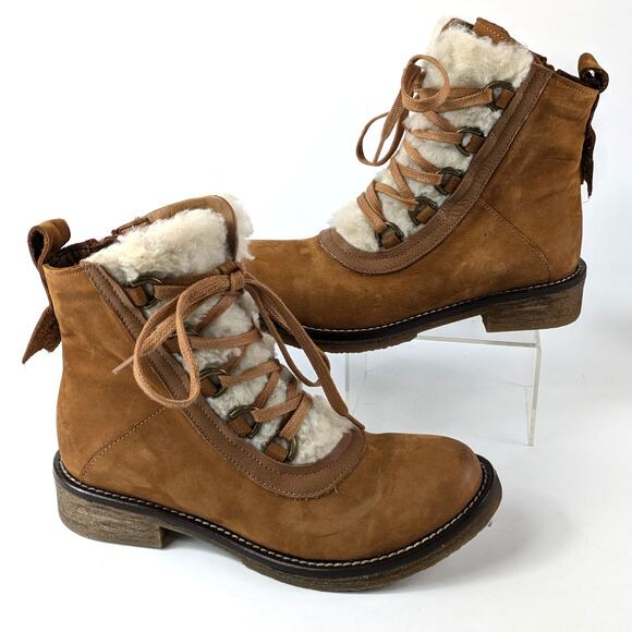 Bueno Shoes - Bueno Women's 6.5 Boots Leather Teddy Tobacco Lined Zip New NWT Winter EUR 37